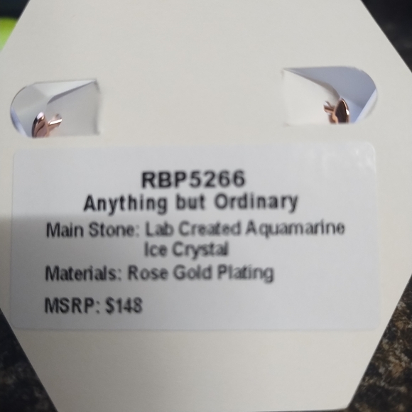 Aquamarine Crystal and Rose Gold Earrings - Picture 2 of 4